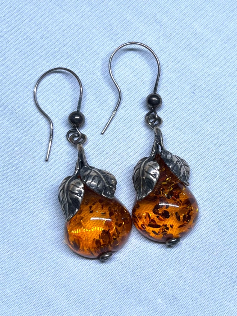 Vintage Sterling Silver Pear-Shaped Dangle Earrings